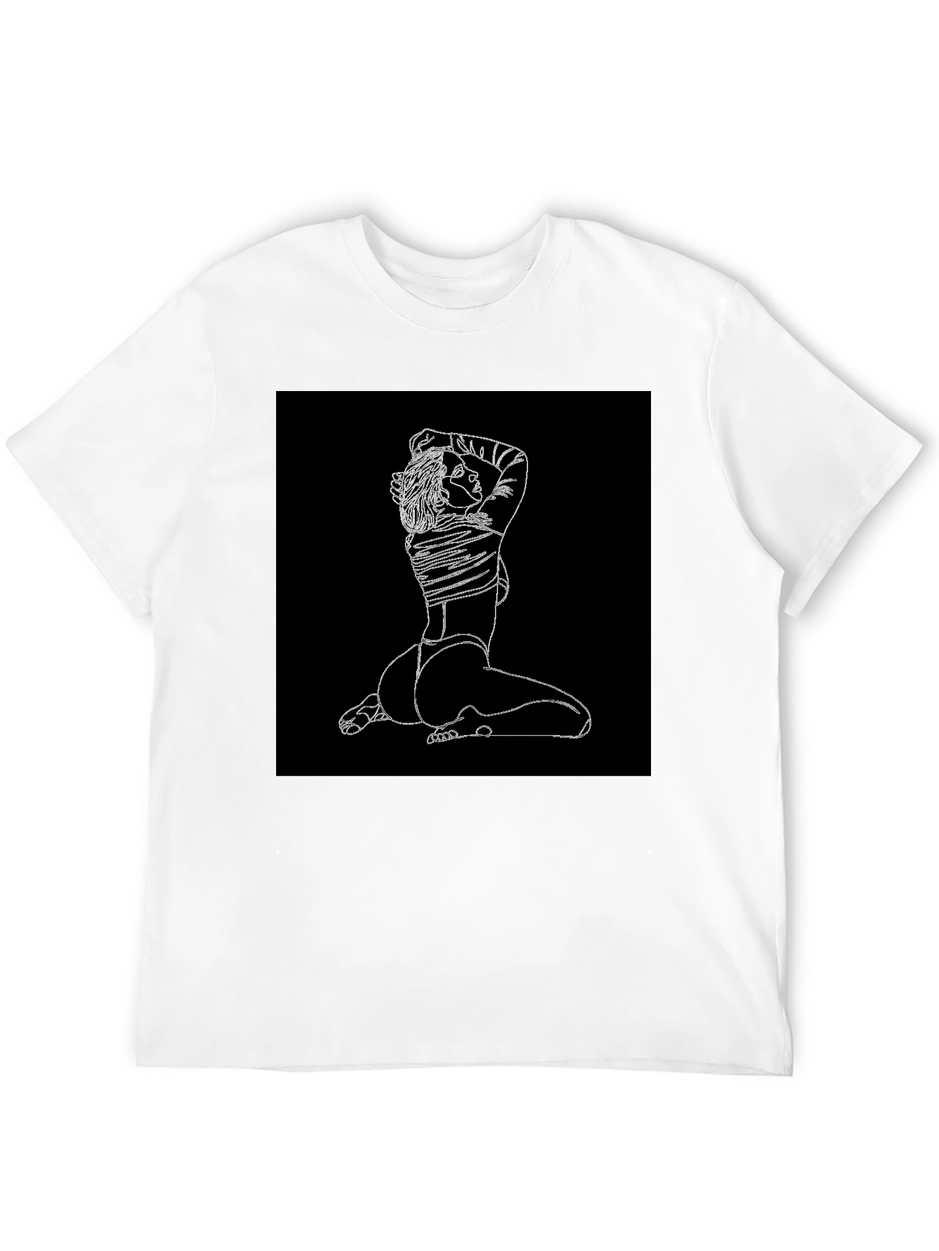Minimalist Line Art Graphic Black T-Shirt