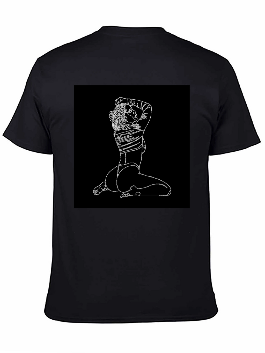 Minimalist Line Art Graphic Black T-Shirt