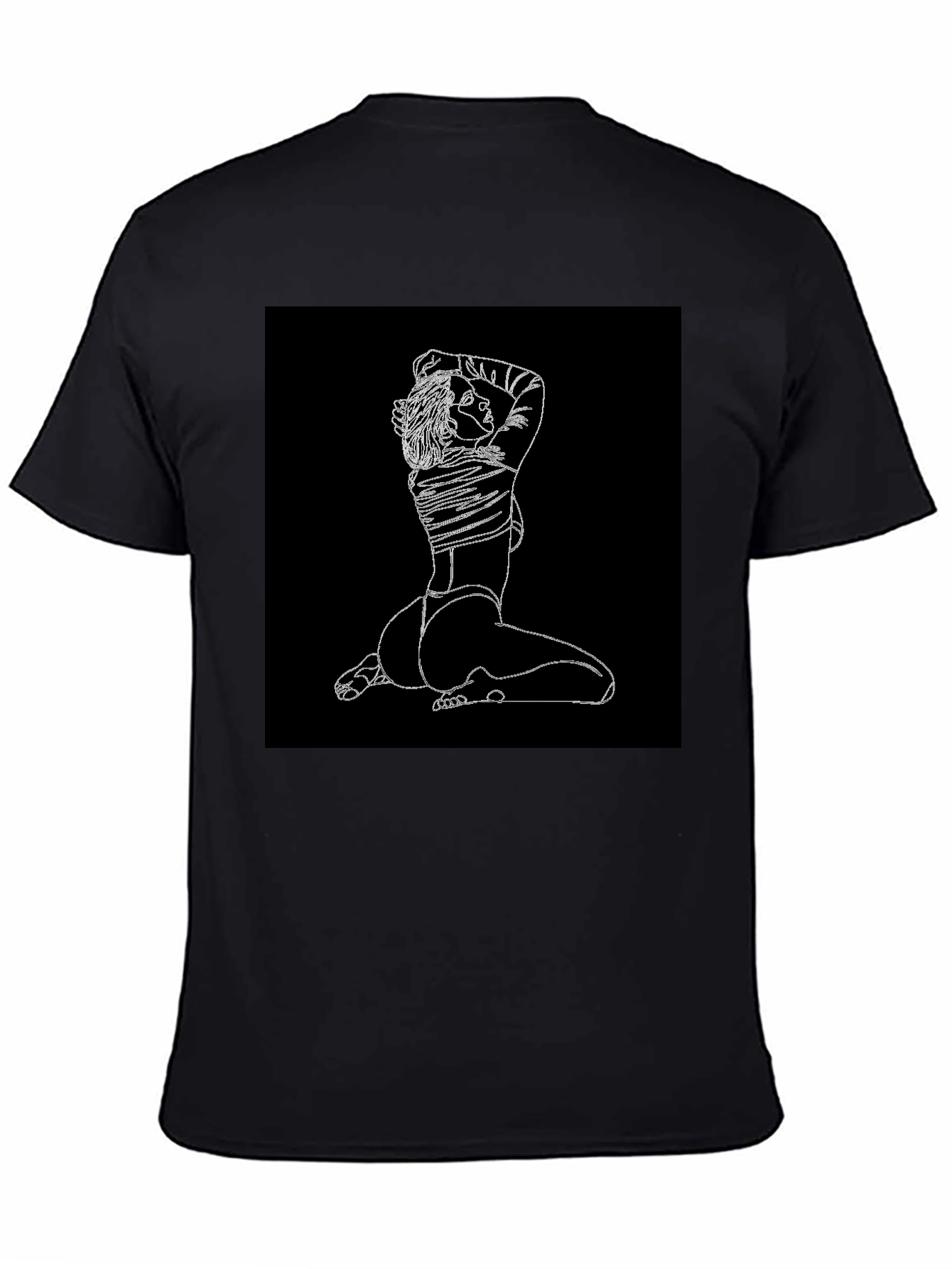 Minimalist Line Art Graphic Black T-Shirt