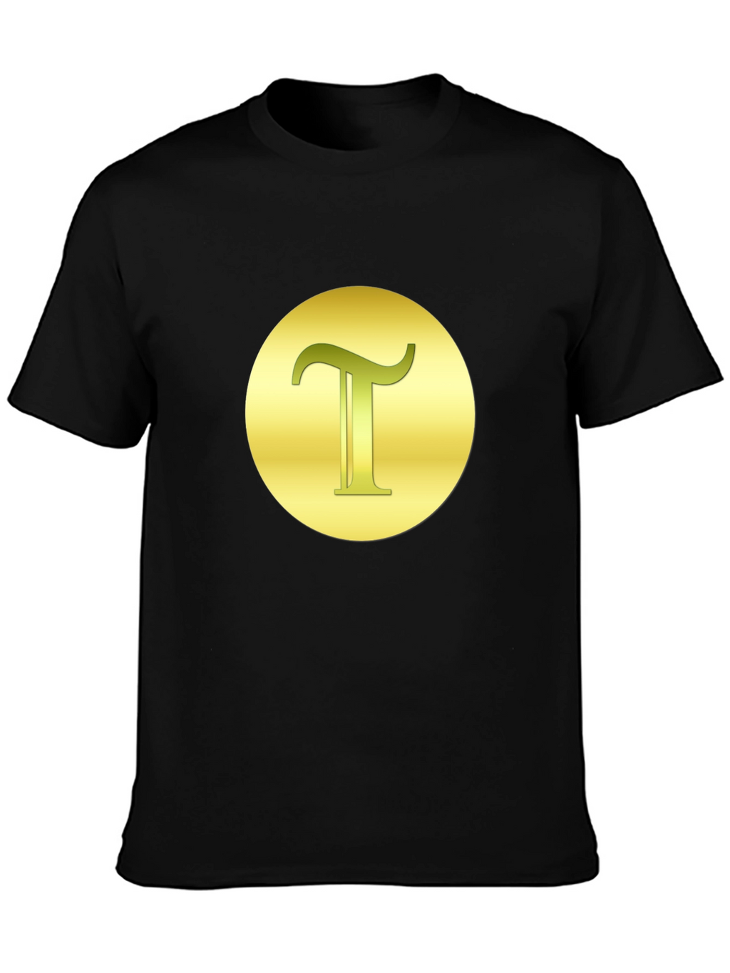 Letter T Graphic Tee - Gold on Black