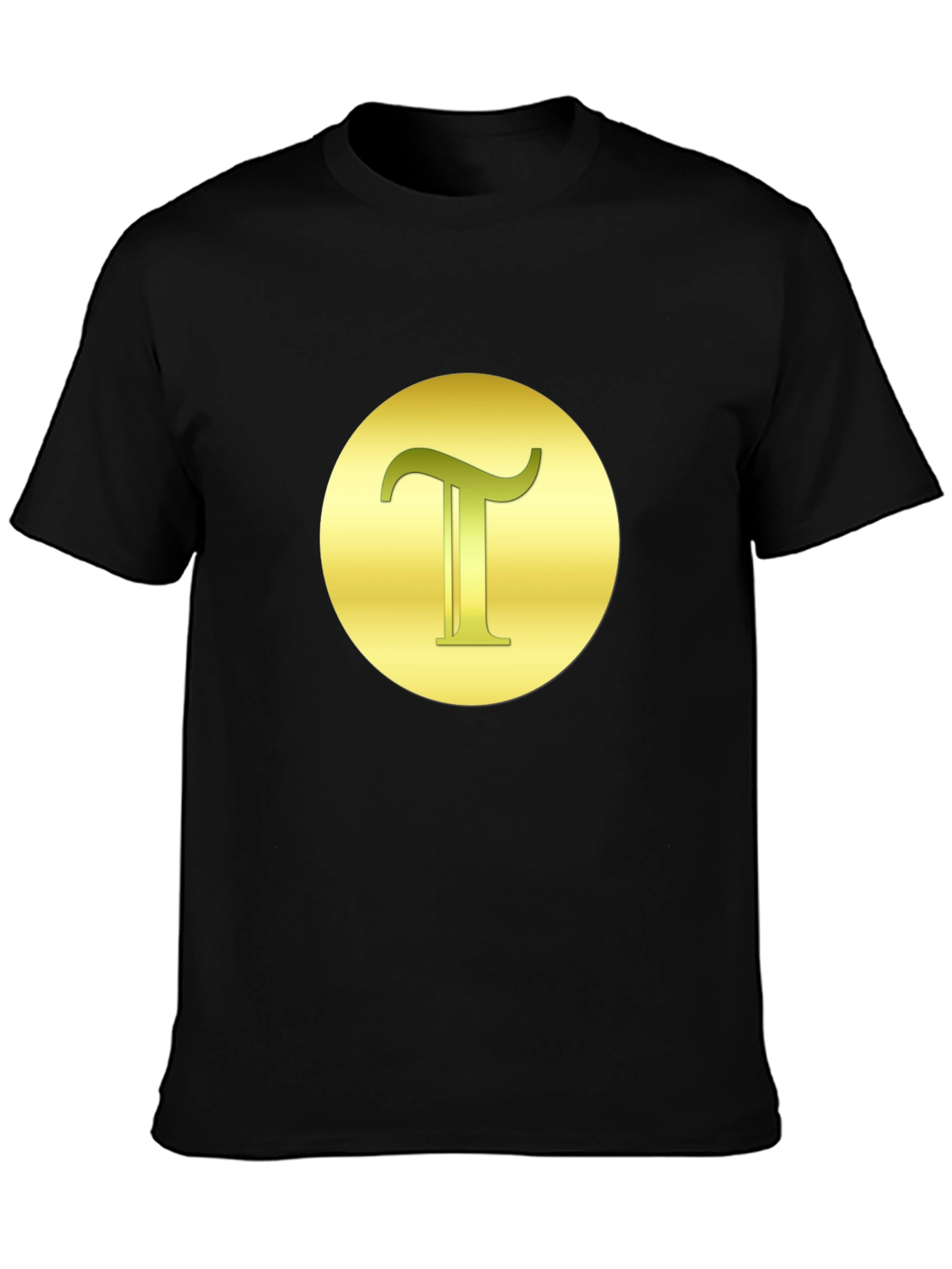 Letter T Graphic Tee - Gold on Black