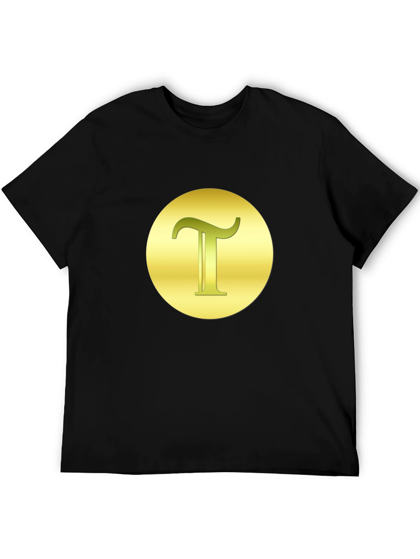 Letter T Graphic Tee - Gold on Black