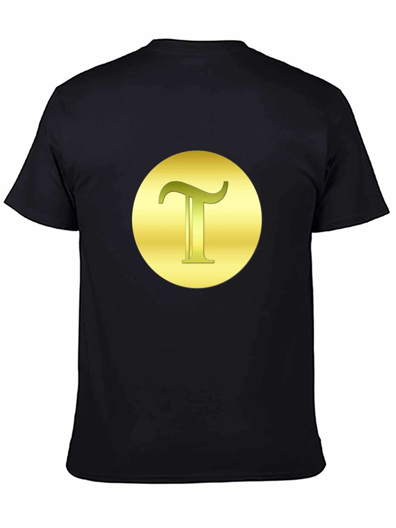 Letter T Graphic Tee - Gold on Black