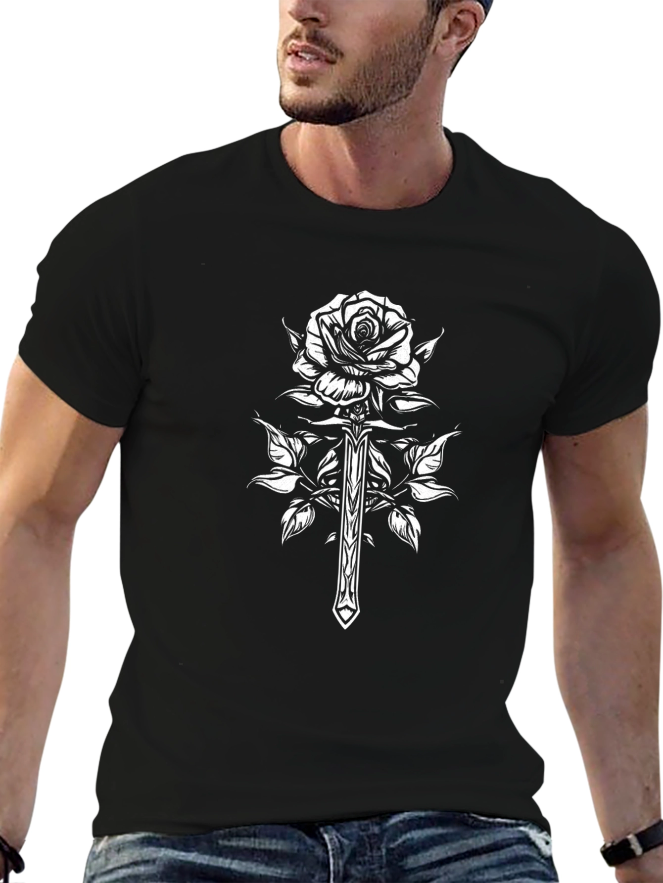 Rose & Dagger Graphic Tee - Edgy Style