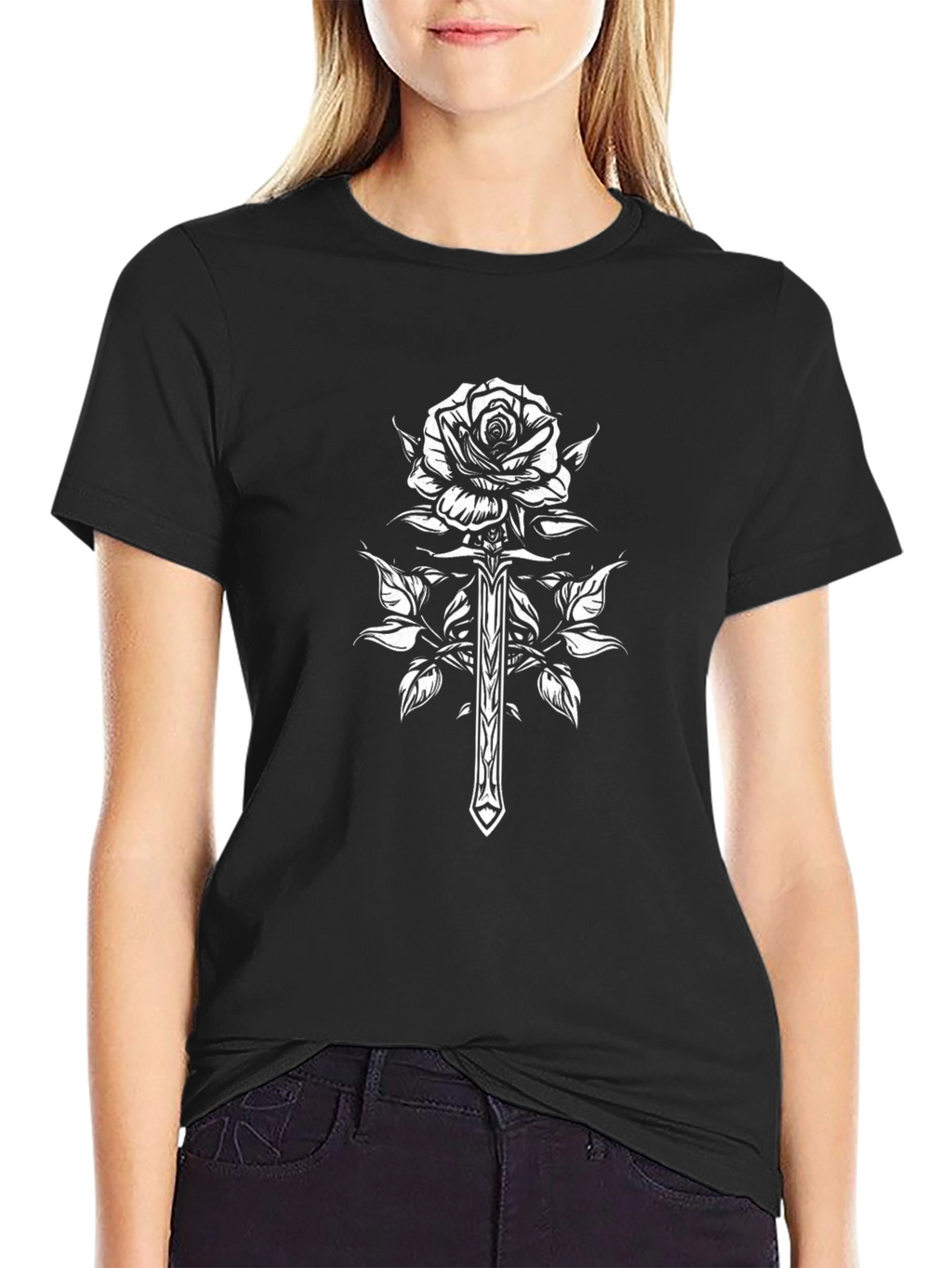 Rose & Dagger Graphic Tee - Edgy Style