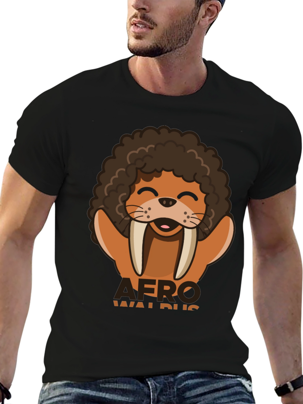 Afro Walrus Graphic T-Shirt - Funny & Unique!