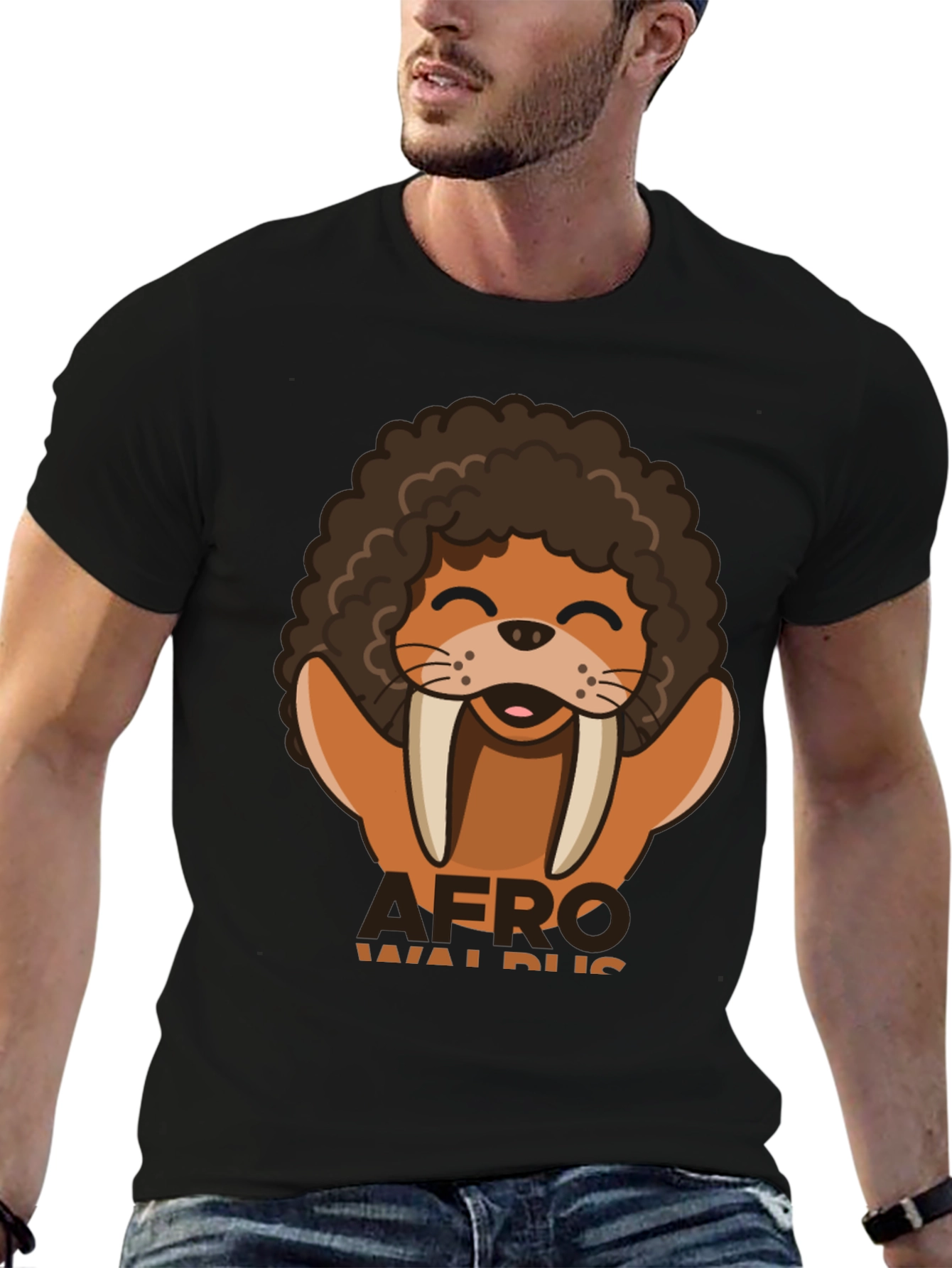 Afro Walrus Graphic T-Shirt - Funny & Unique!