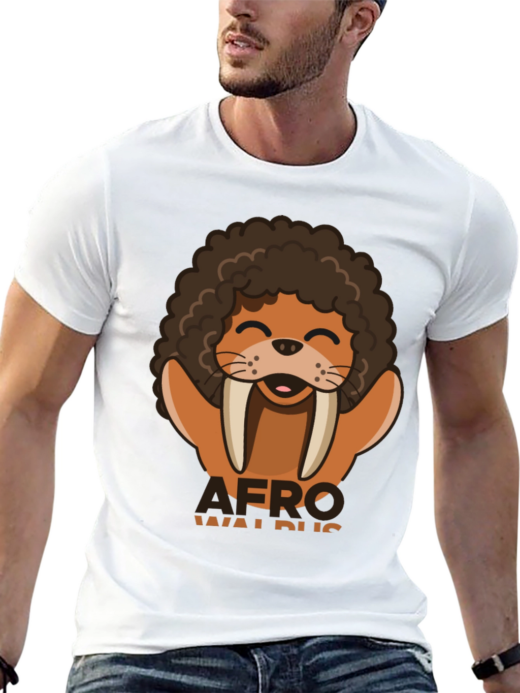 Afro Walrus Graphic T-Shirt - Funny & Unique!