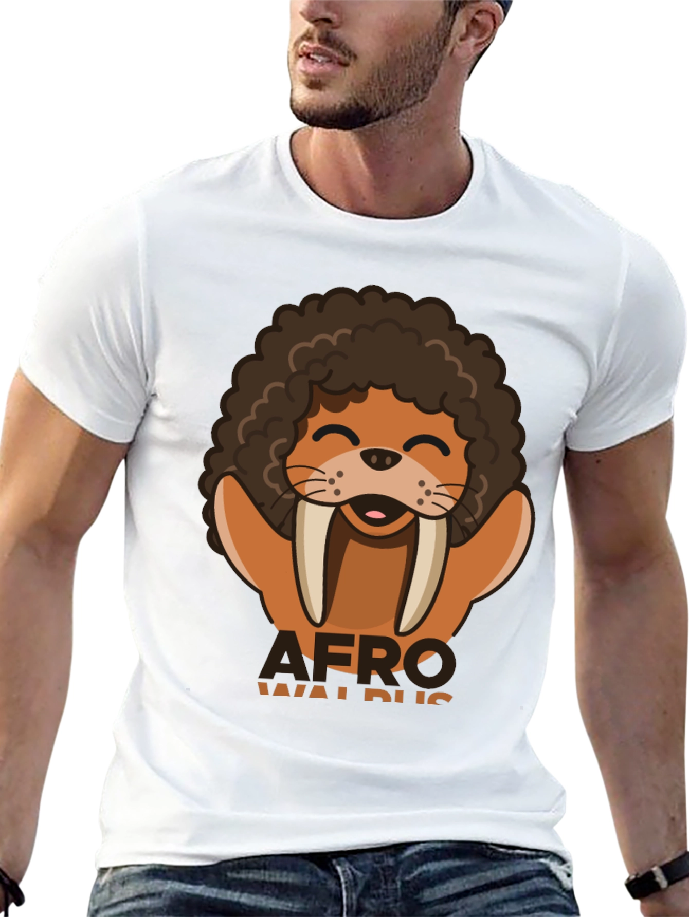 Afro Walrus Graphic T-Shirt - Funny & Unique!