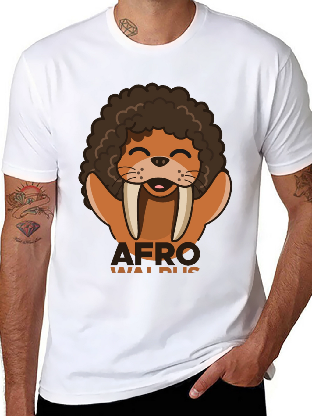 Afro Walrus Graphic T-Shirt - Funny & Unique!