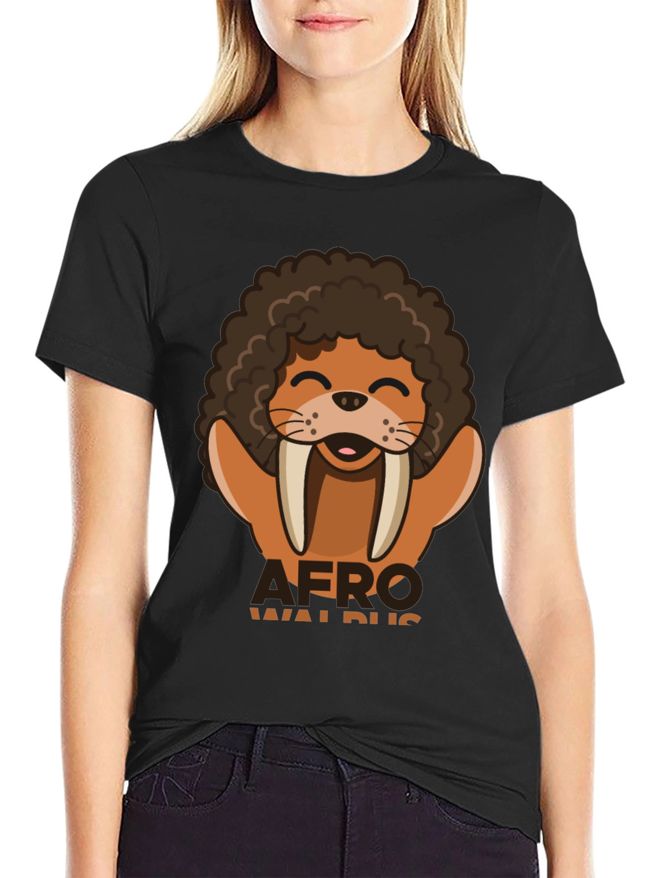 Afro Walrus Graphic T-Shirt - Funny & Unique!