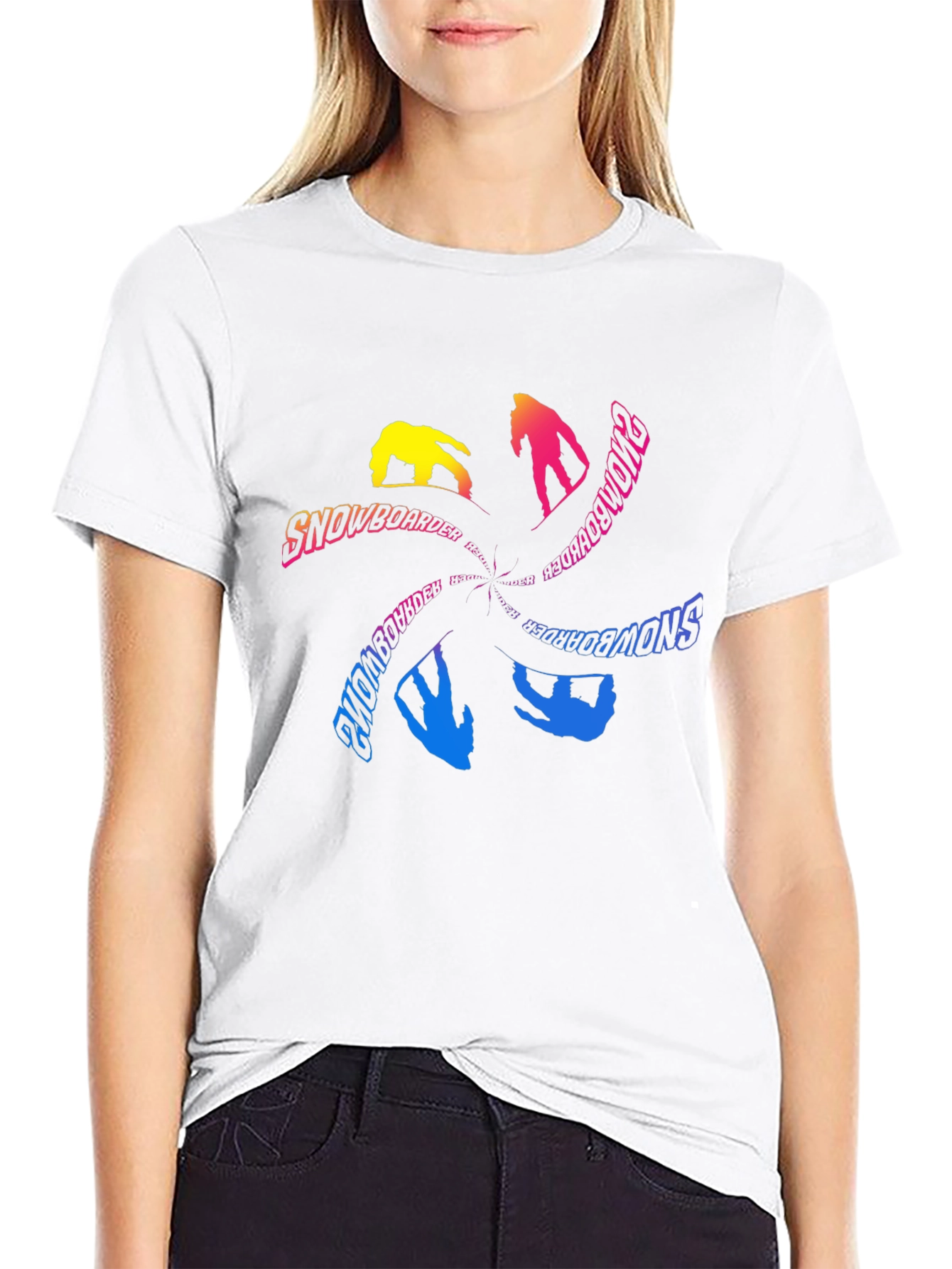Snowboarder Graphic Print Crew Neck T-Shirt