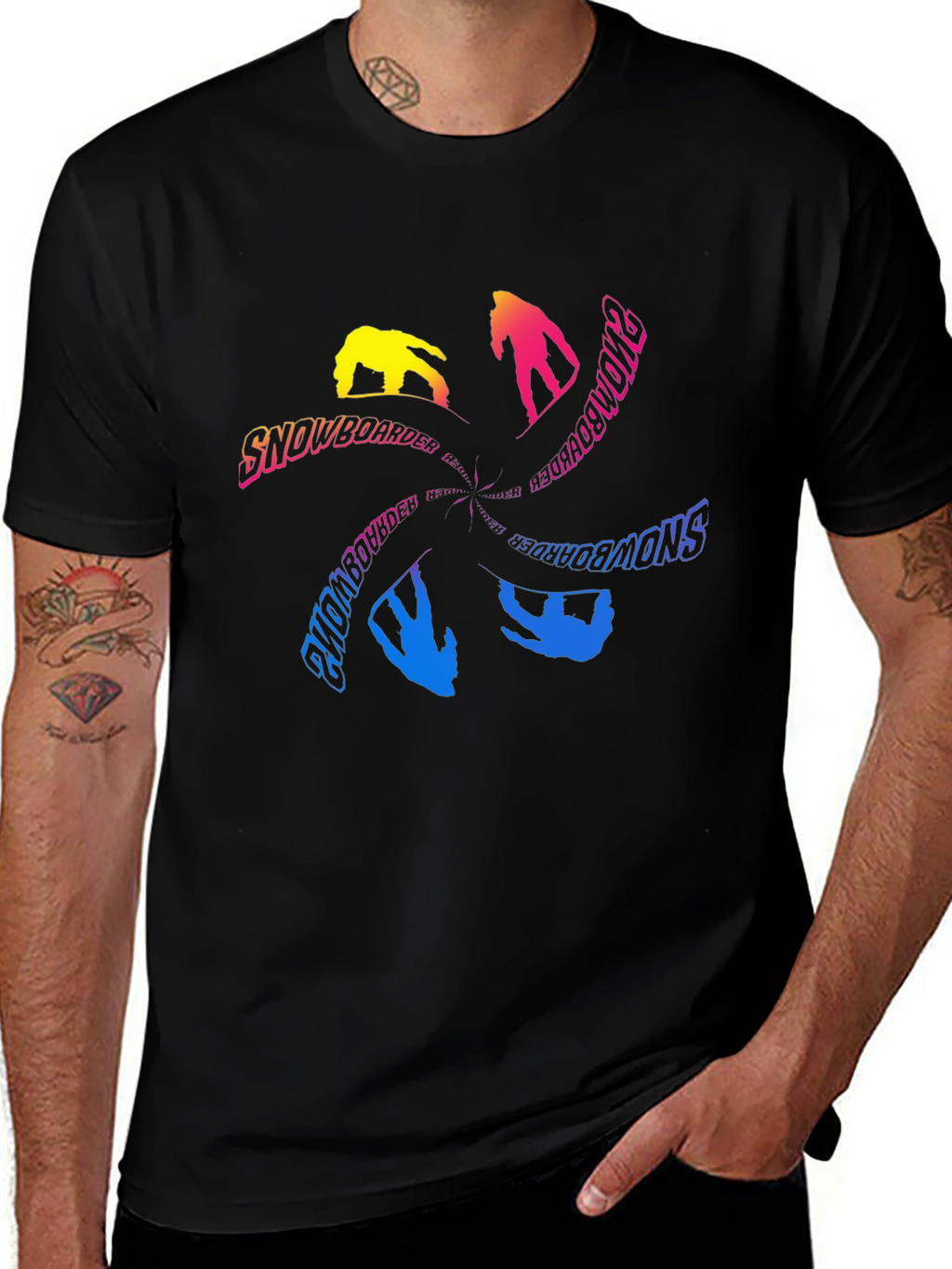 Snowboarder Graphic Print Crew Neck T-Shirt