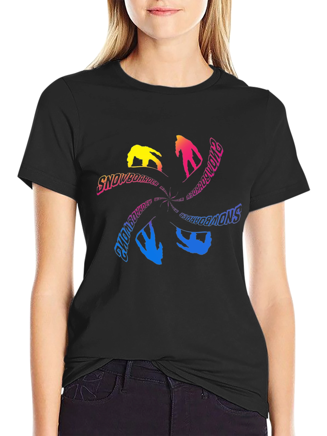 Snowboarder Graphic Print Crew Neck T-Shirt