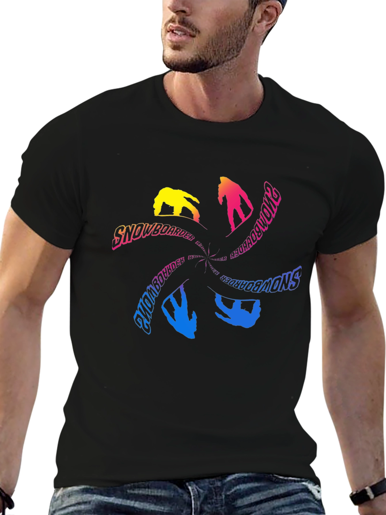 Snowboarder Graphic Print Crew Neck T-Shirt