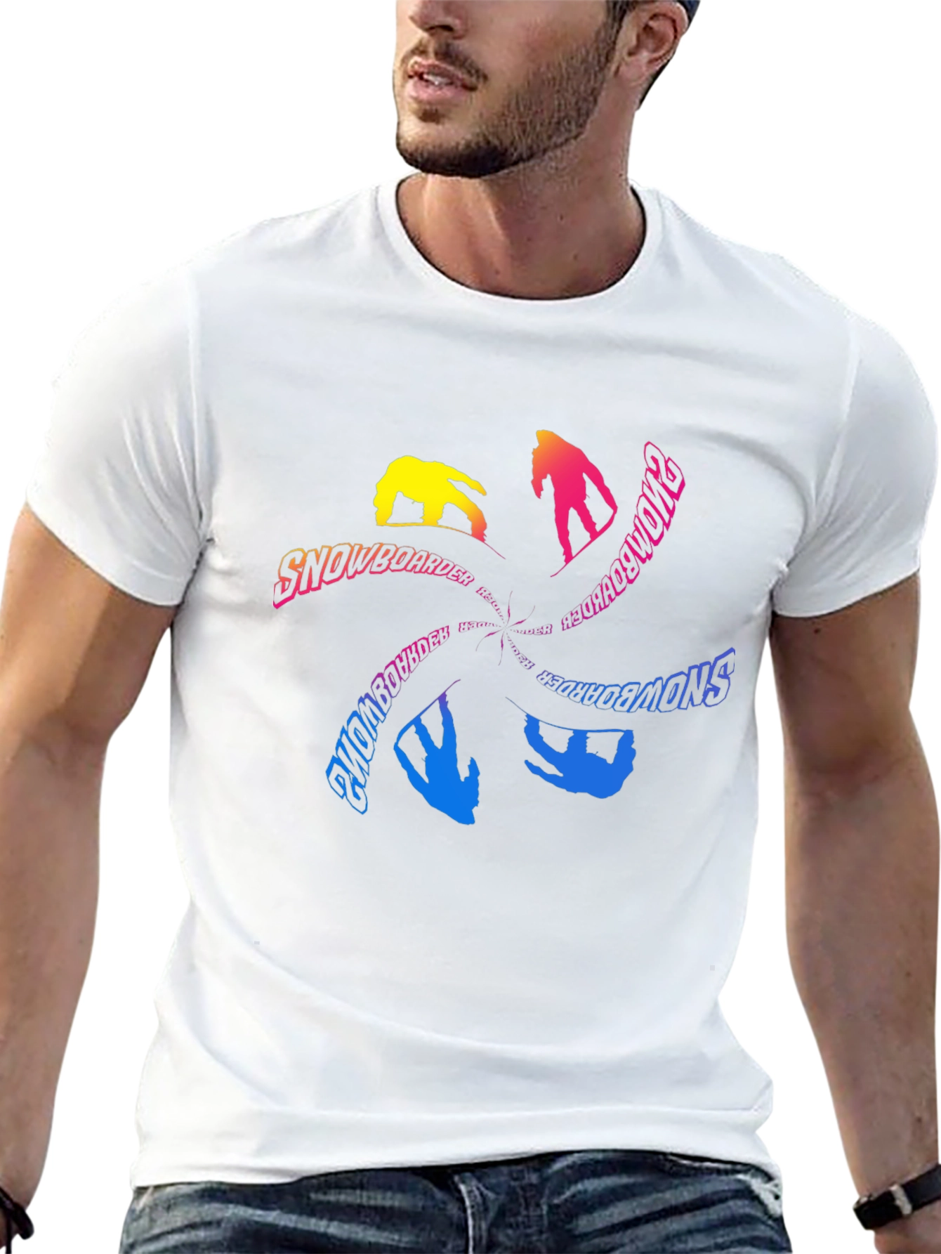 Snowboarder Graphic Print Crew Neck T-Shirt