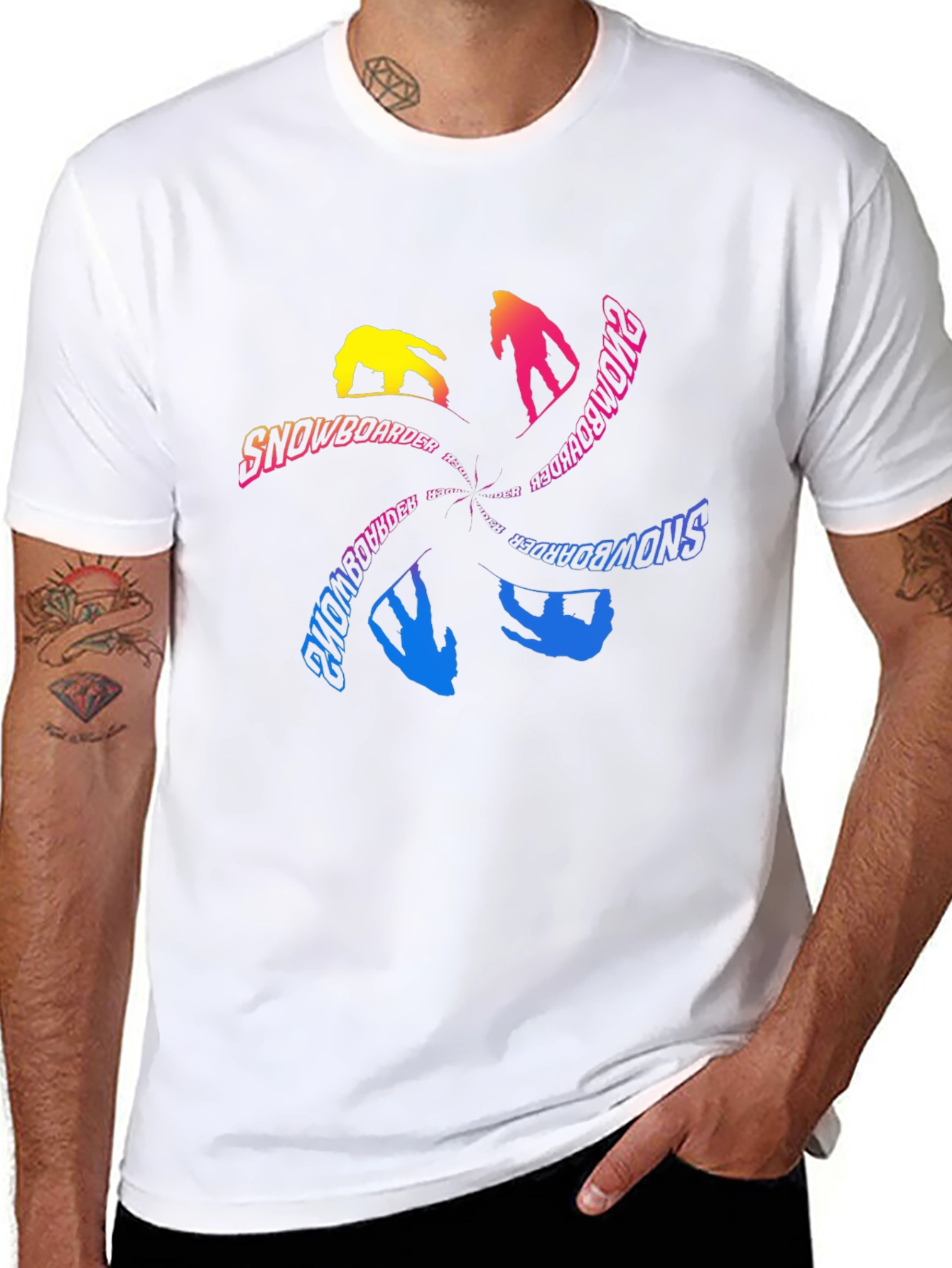 Snowboarder Graphic Print Crew Neck T-Shirt