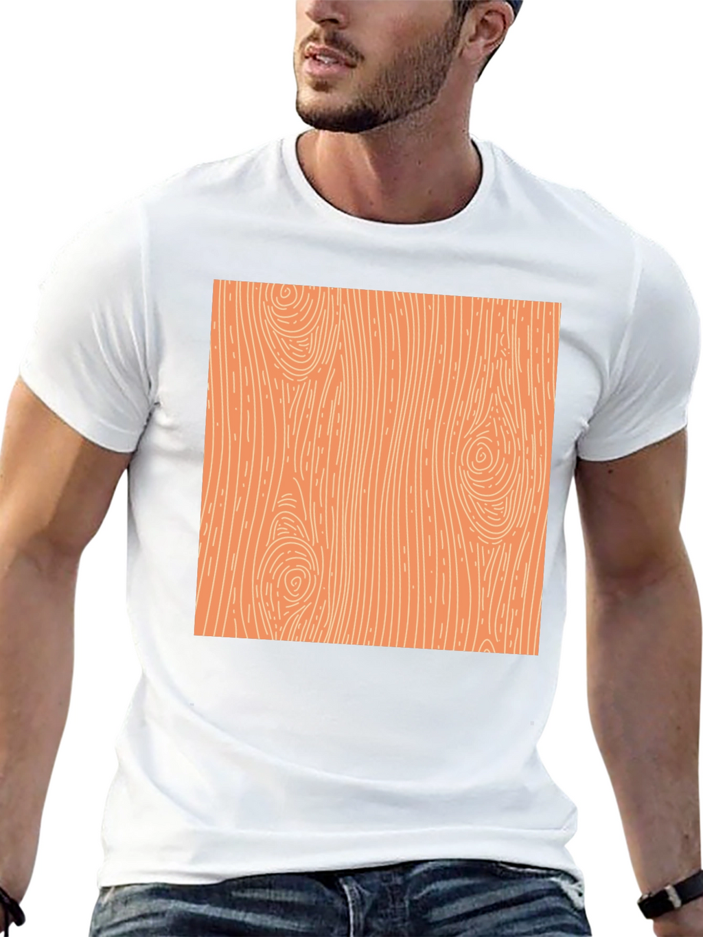 Wood Grain Graphic Print Black T-Shirt