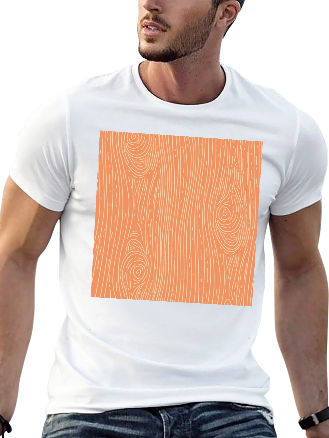 Wood Grain Graphic Print Black T-Shirt