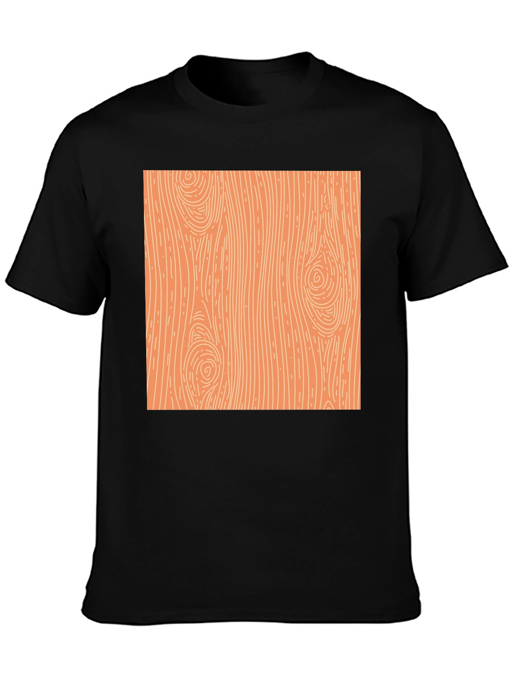 Wood Grain Graphic Print Black T-Shirt
