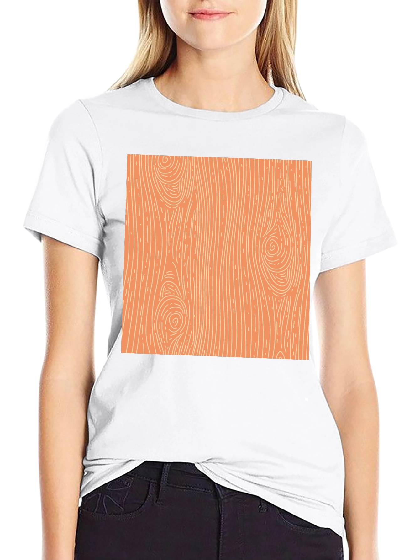Wood Grain Graphic Print Black T-Shirt