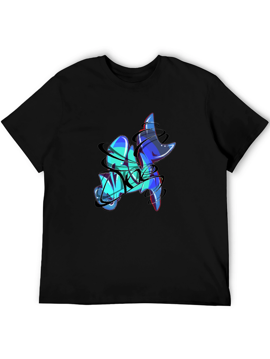 Abstract Graffiti Print Black T-Shirt