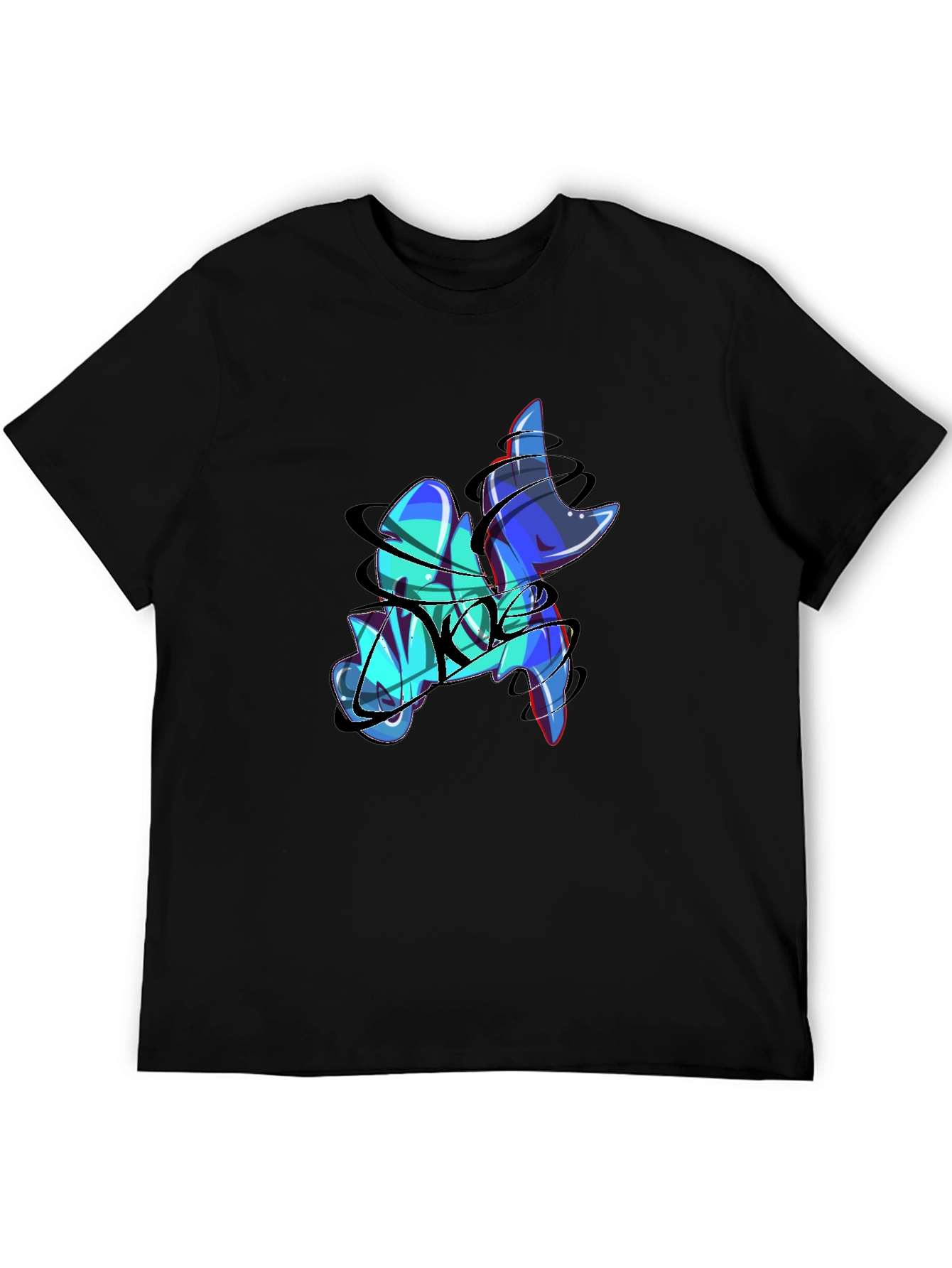 Abstract Graffiti Print Black T-Shirt