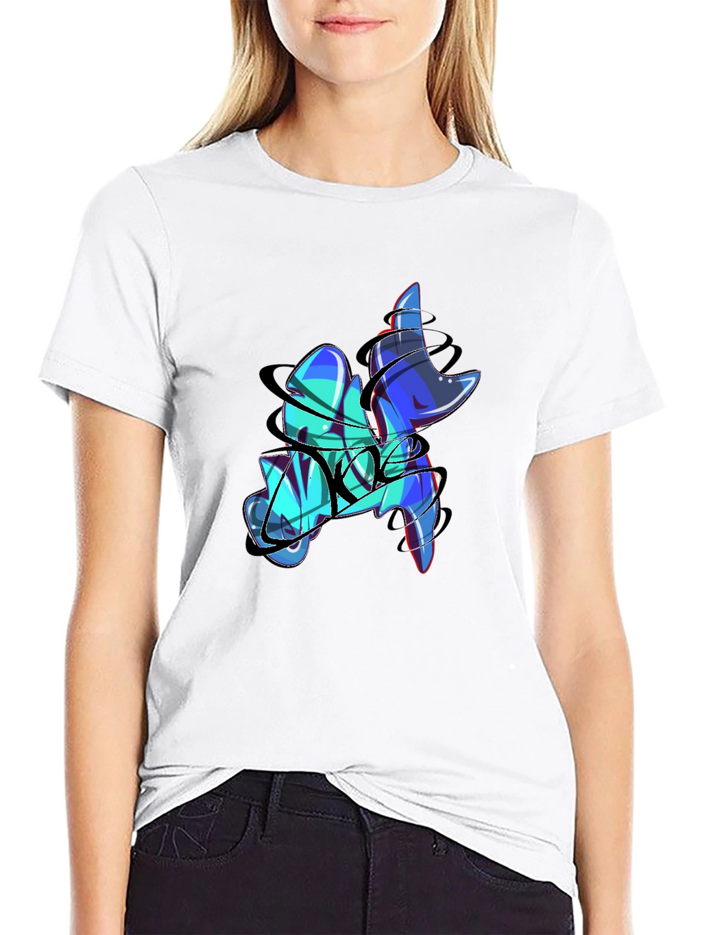 Abstract Graffiti Print Black T-Shirt