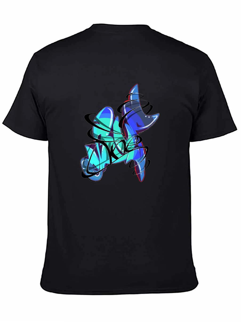 Abstract Graffiti Print Black T-Shirt