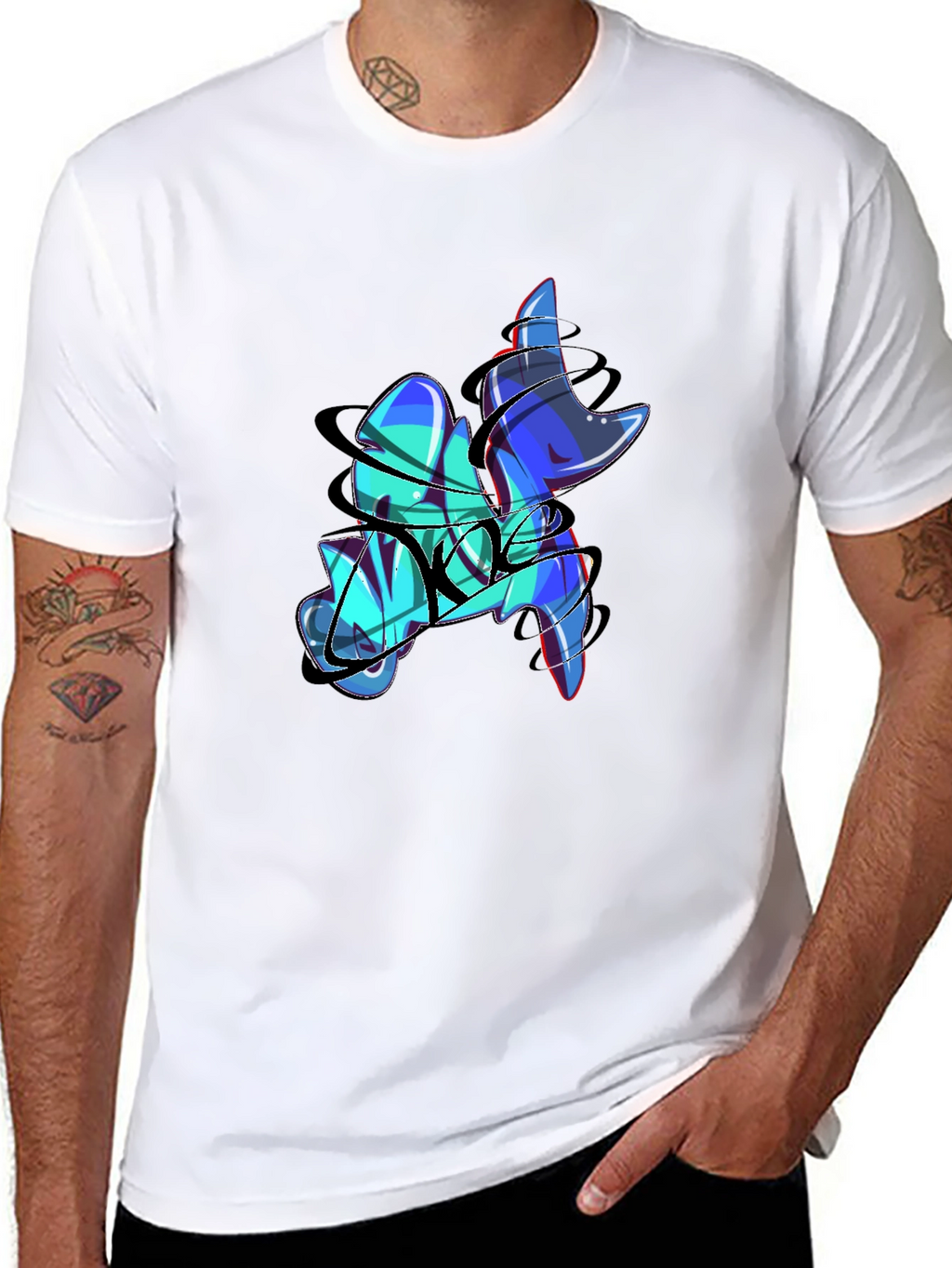 Abstract Graffiti Print Black T-Shirt