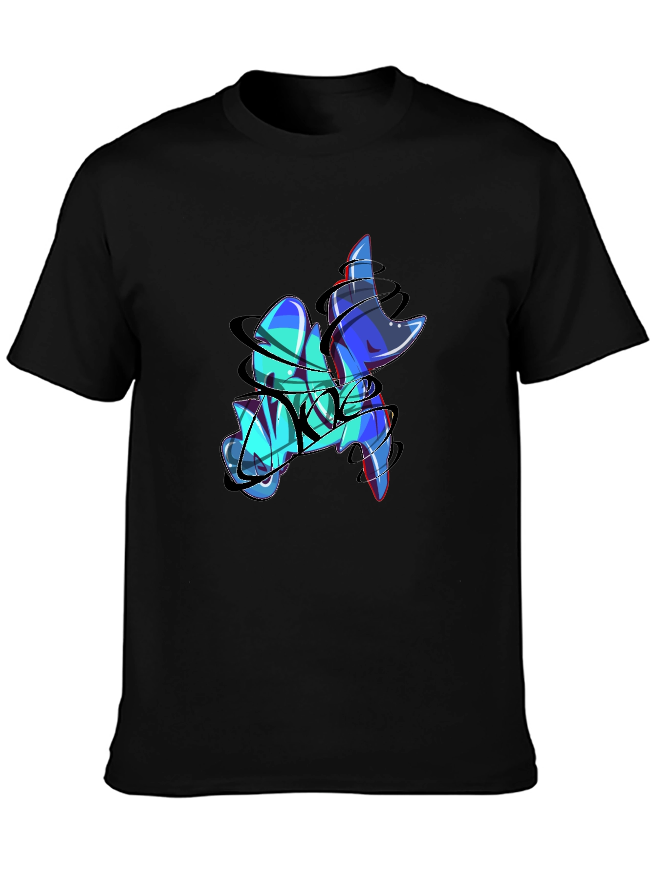 Abstract Graffiti Print Black T-Shirt