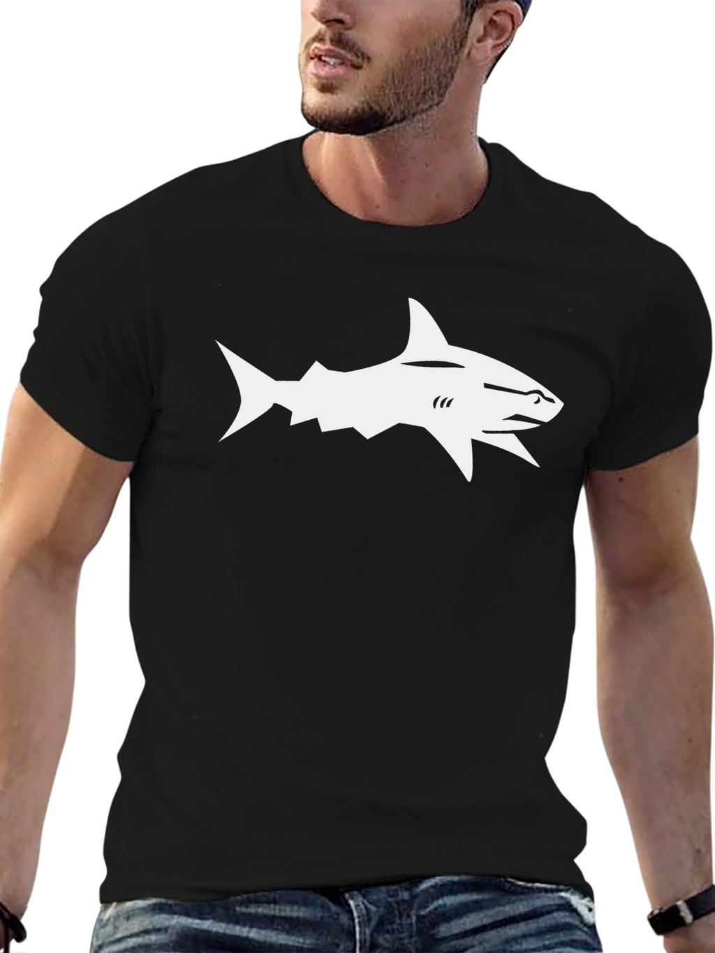Shark Graphic Tee - Stylish Black Cotton T-Shirt