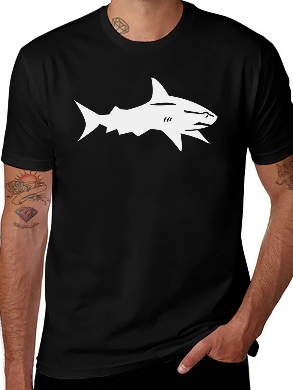 Shark Graphic Tee - Stylish Black Cotton T-Shirt