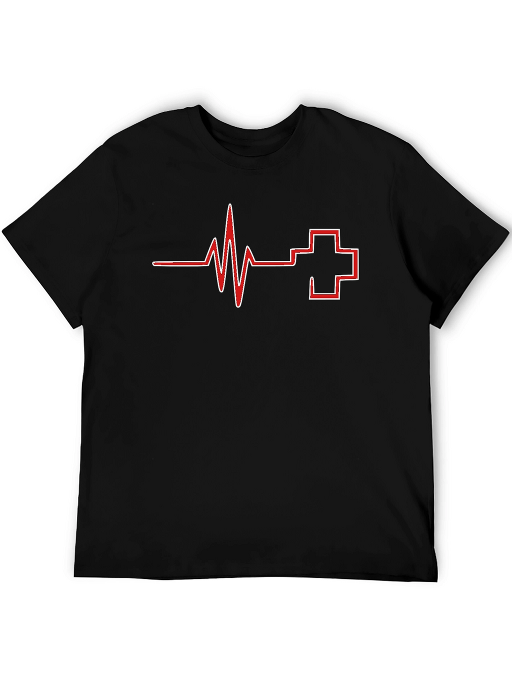 Heartbeat Plus Sign Graphic Tee - Black