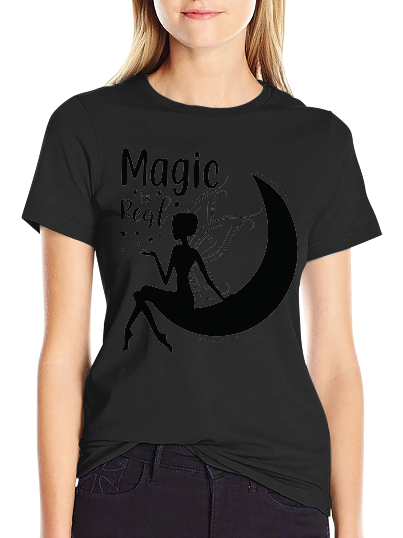 Magic is Real T-Shirt - Fairy on Moon Graphic Tee