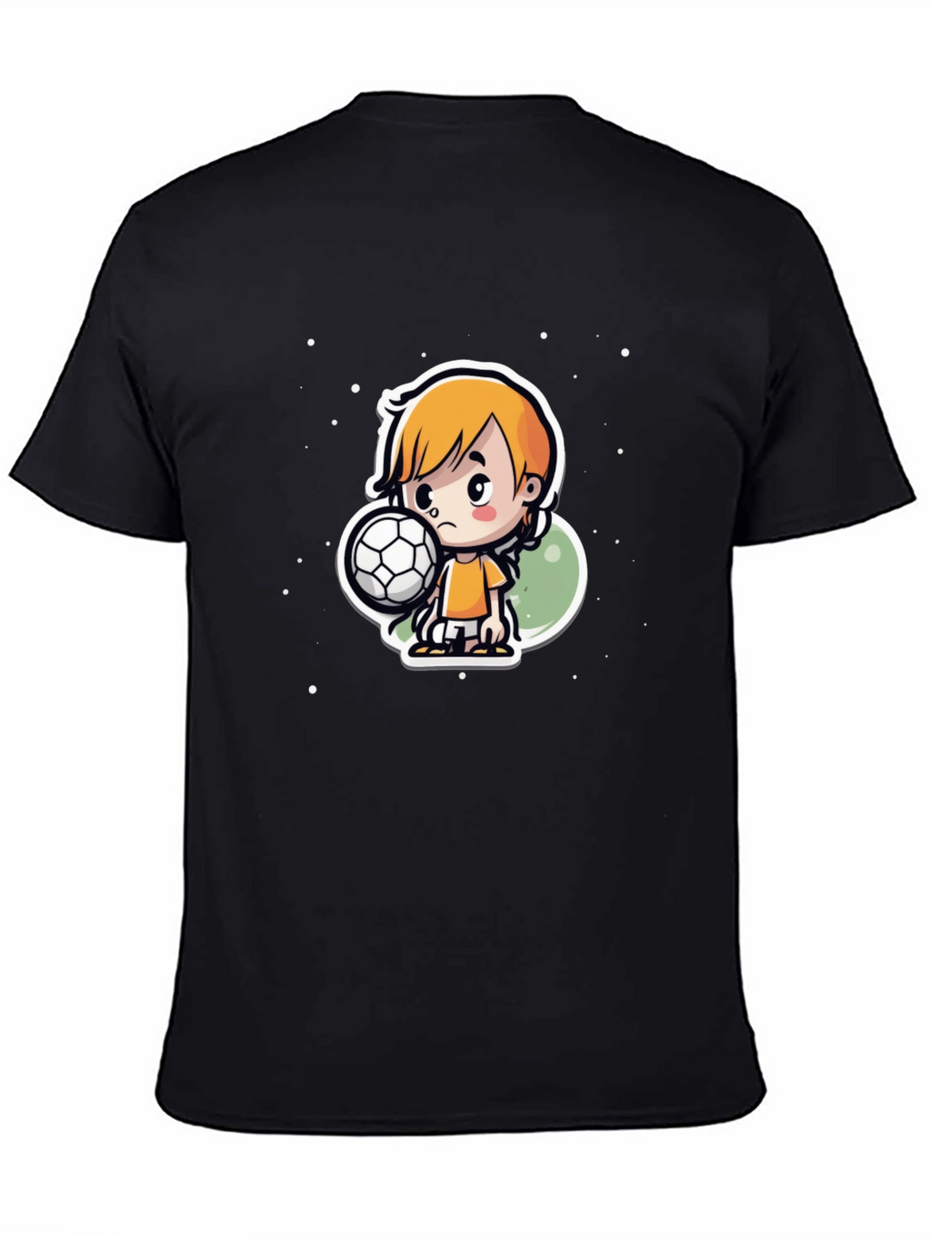 Cartoon Soccer Boy Black T-Shirt