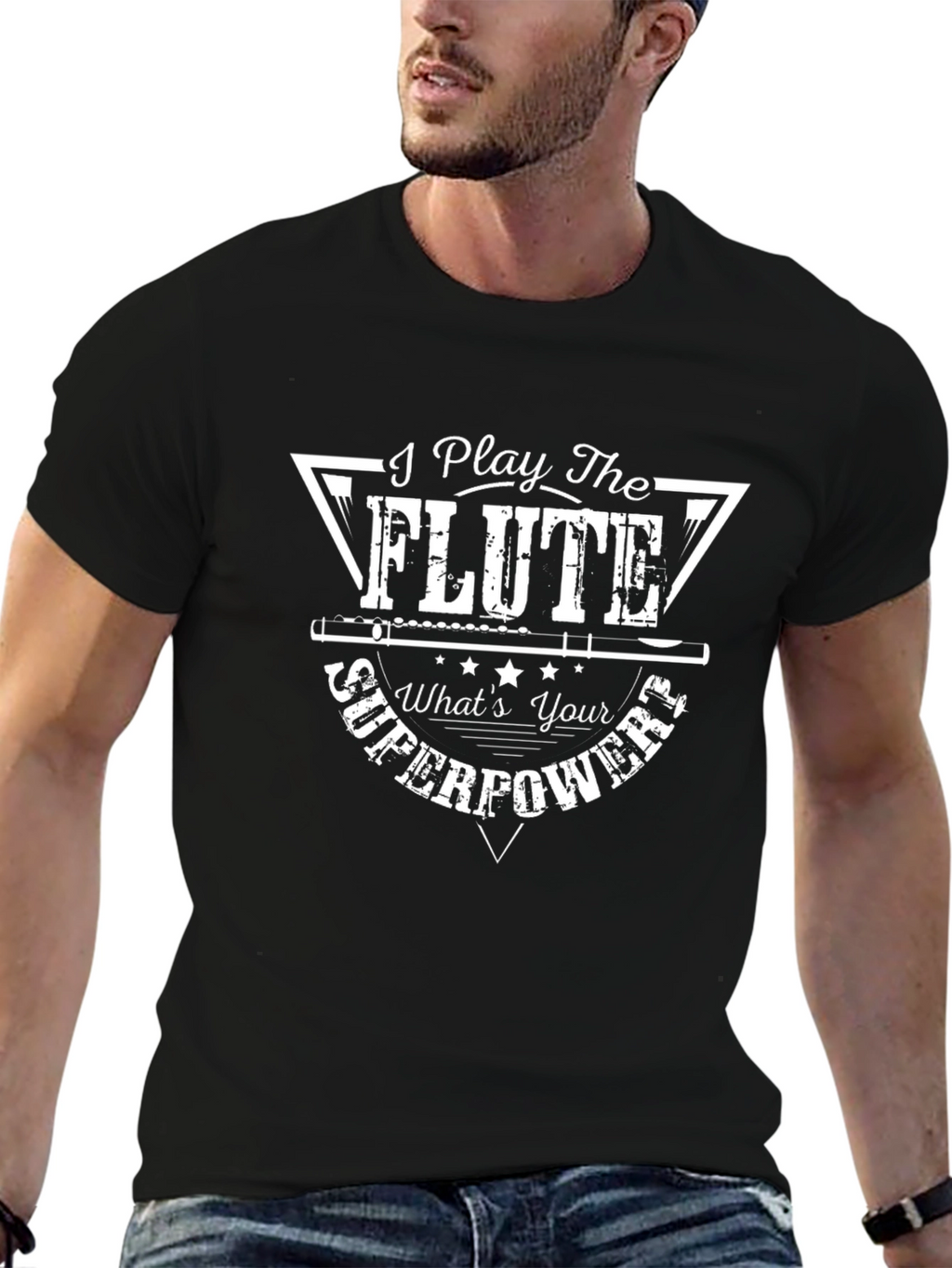 I Play The Flute Superpower Graphic Tee