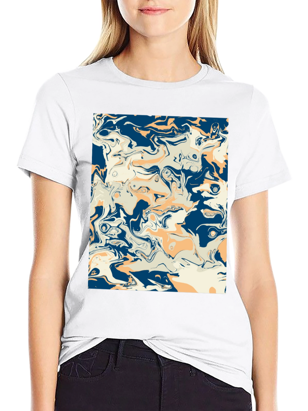 Abstract Swirl Graphic Tee - Stylish Mens Black T-Shirt