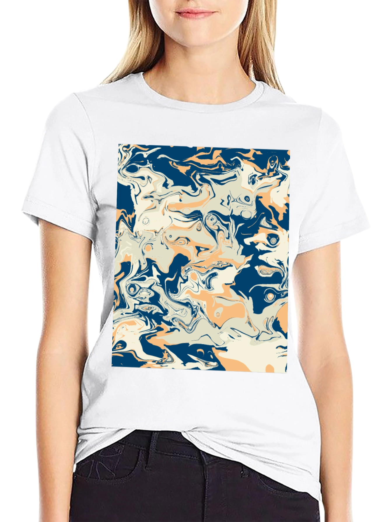 Abstract Swirl Graphic Tee - Stylish Mens Black T-Shirt