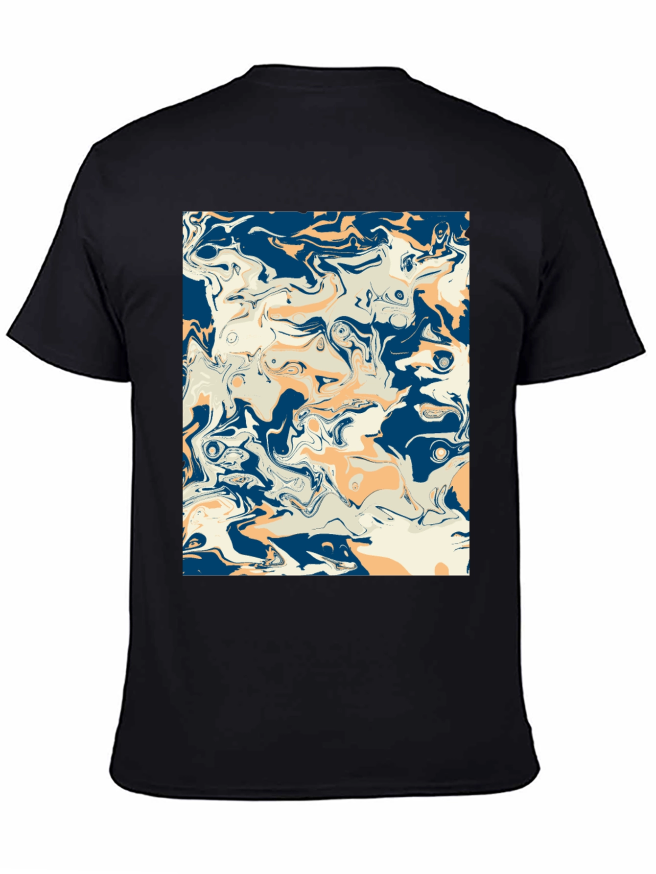 Abstract Swirl Graphic Tee - Stylish Mens Black T-Shirt