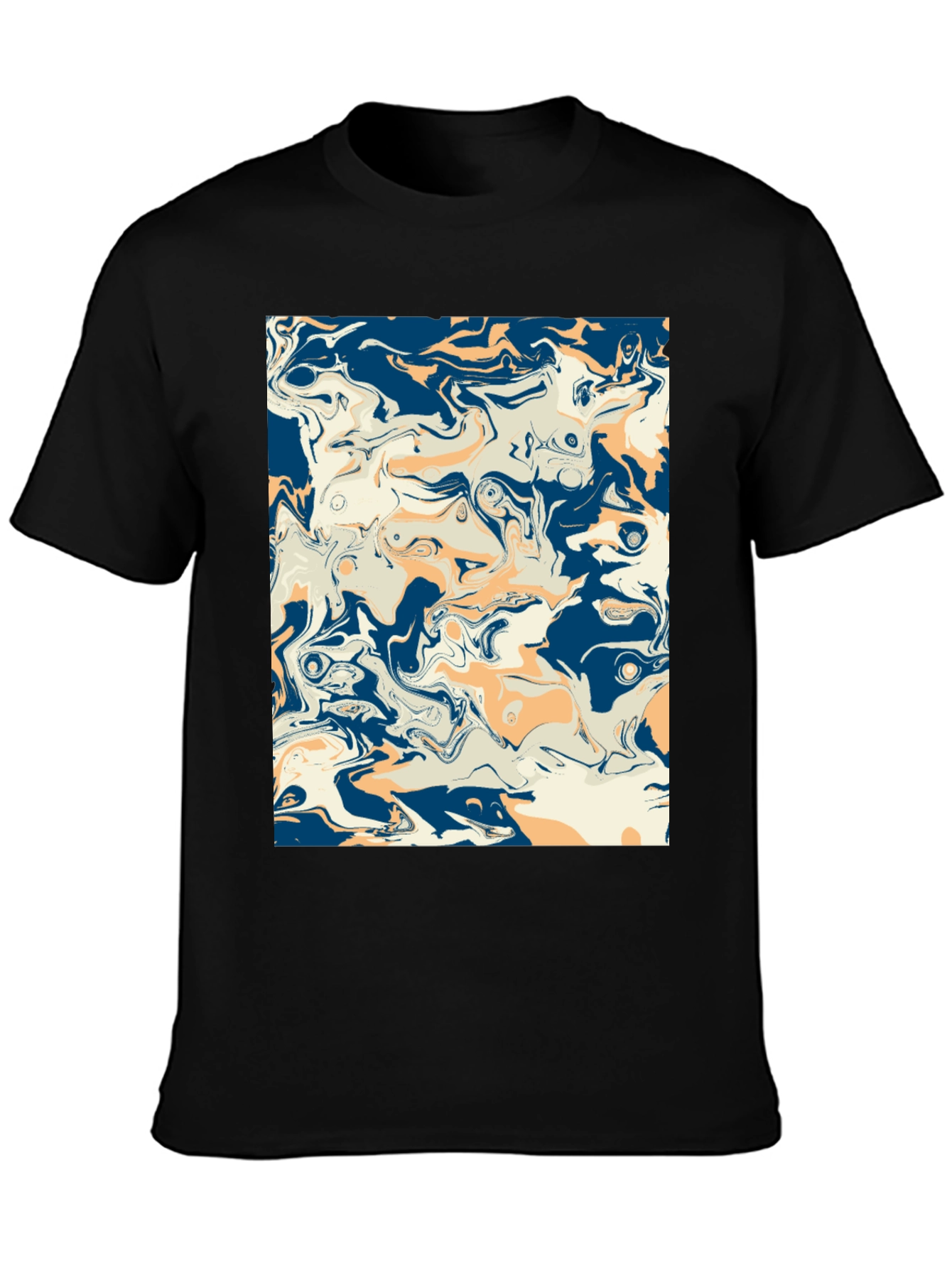 Abstract Swirl Graphic Tee - Stylish Mens Black T-Shirt