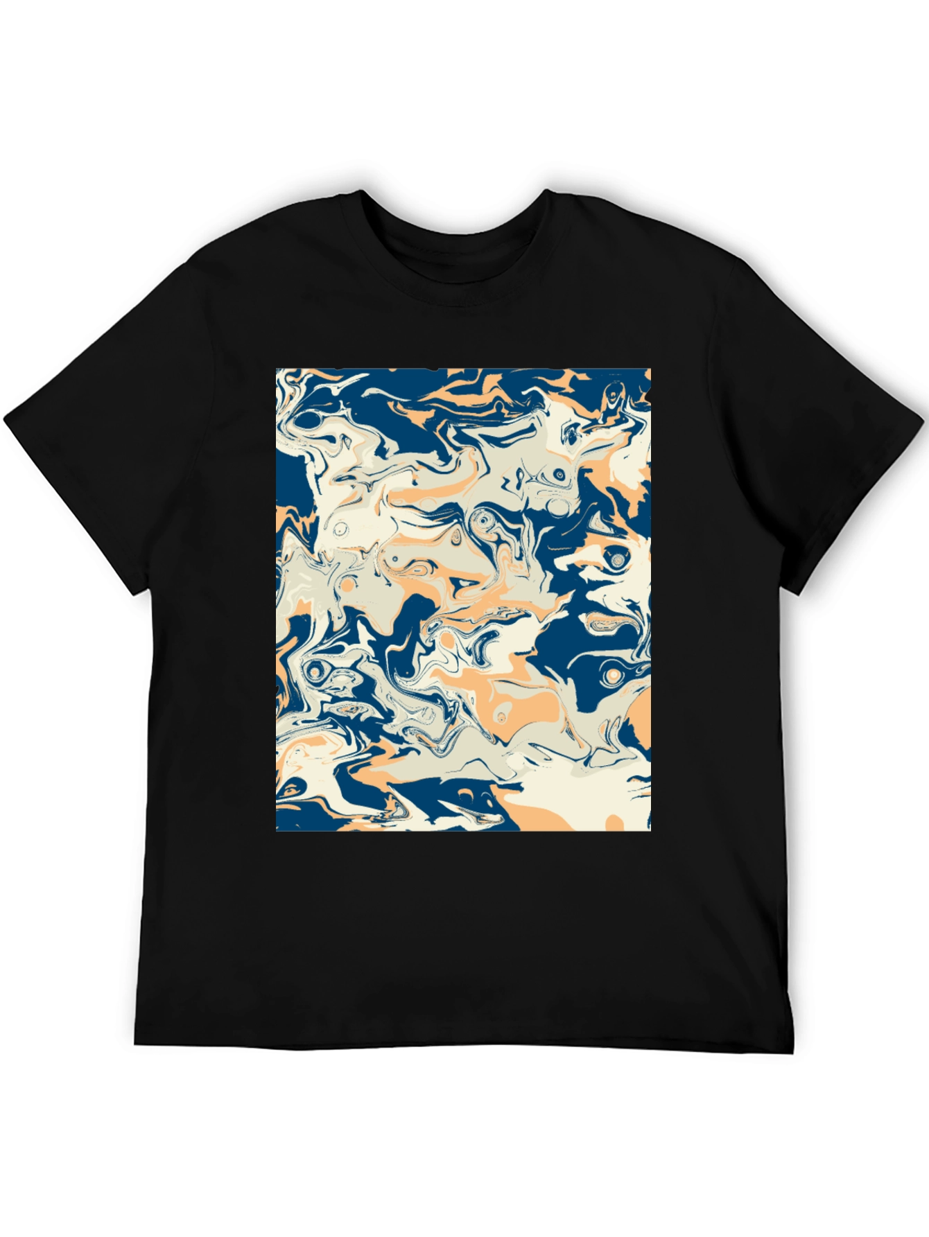 Abstract Swirl Graphic Tee - Stylish Mens Black T-Shirt