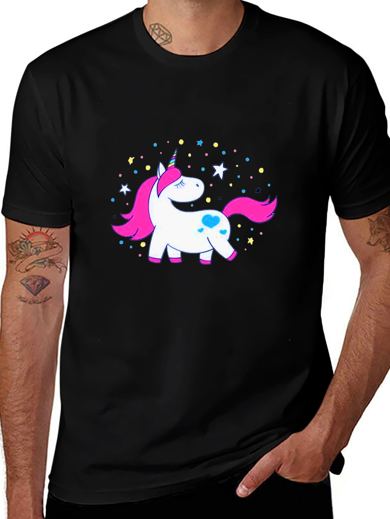 Unicorn Graphic T-Shirt - Black Casual Style