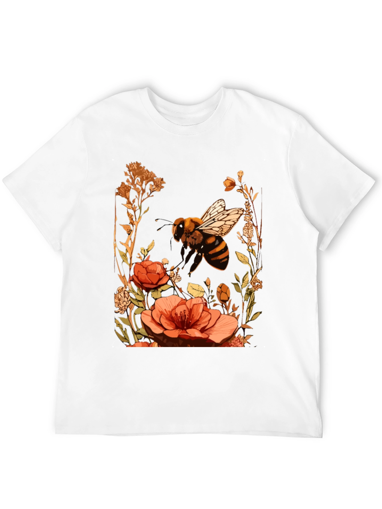 Bee & Flower Graphic Tee - Black Cotton Blend