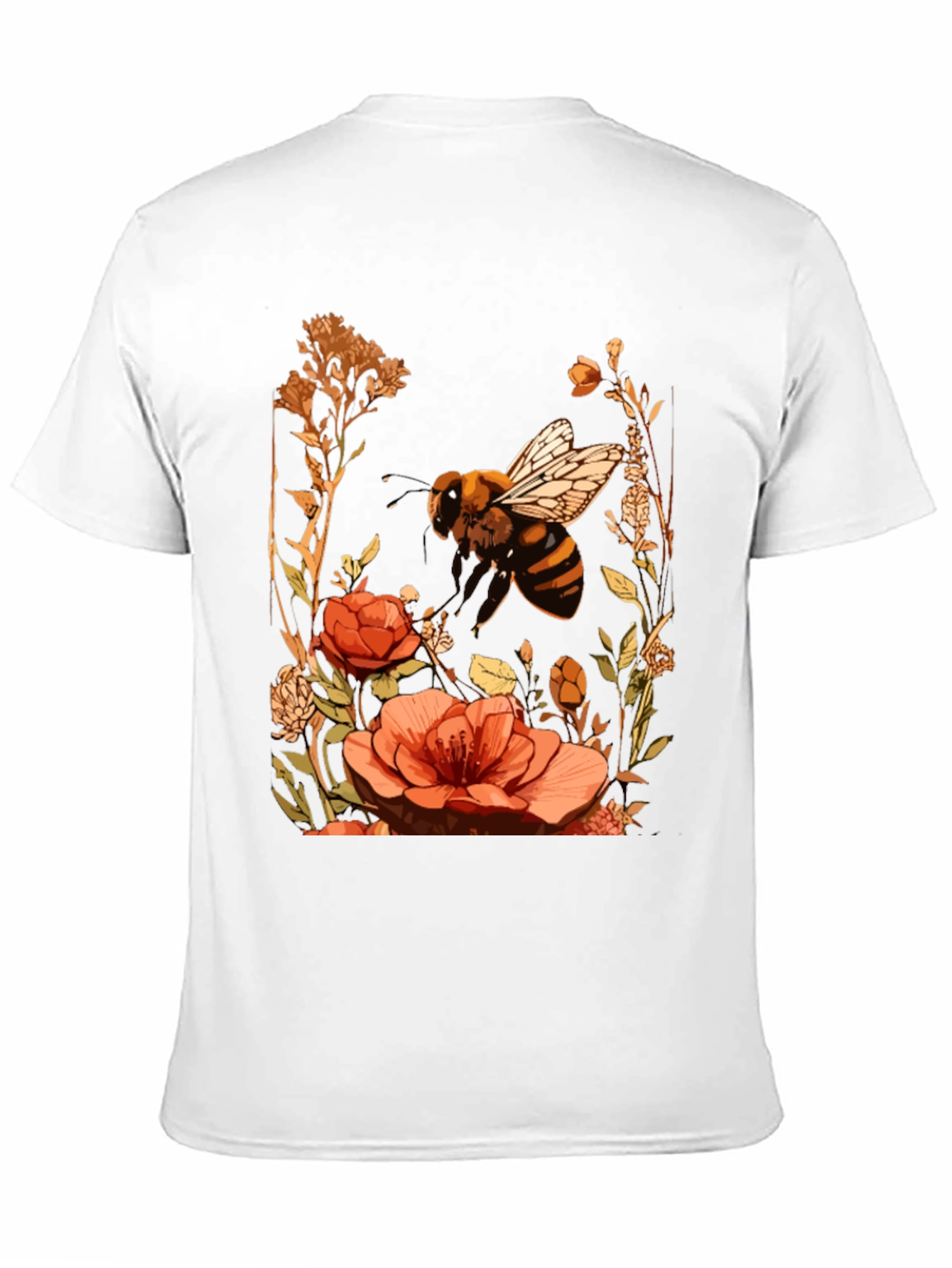 Bee & Flower Graphic Tee - Black Cotton Blend