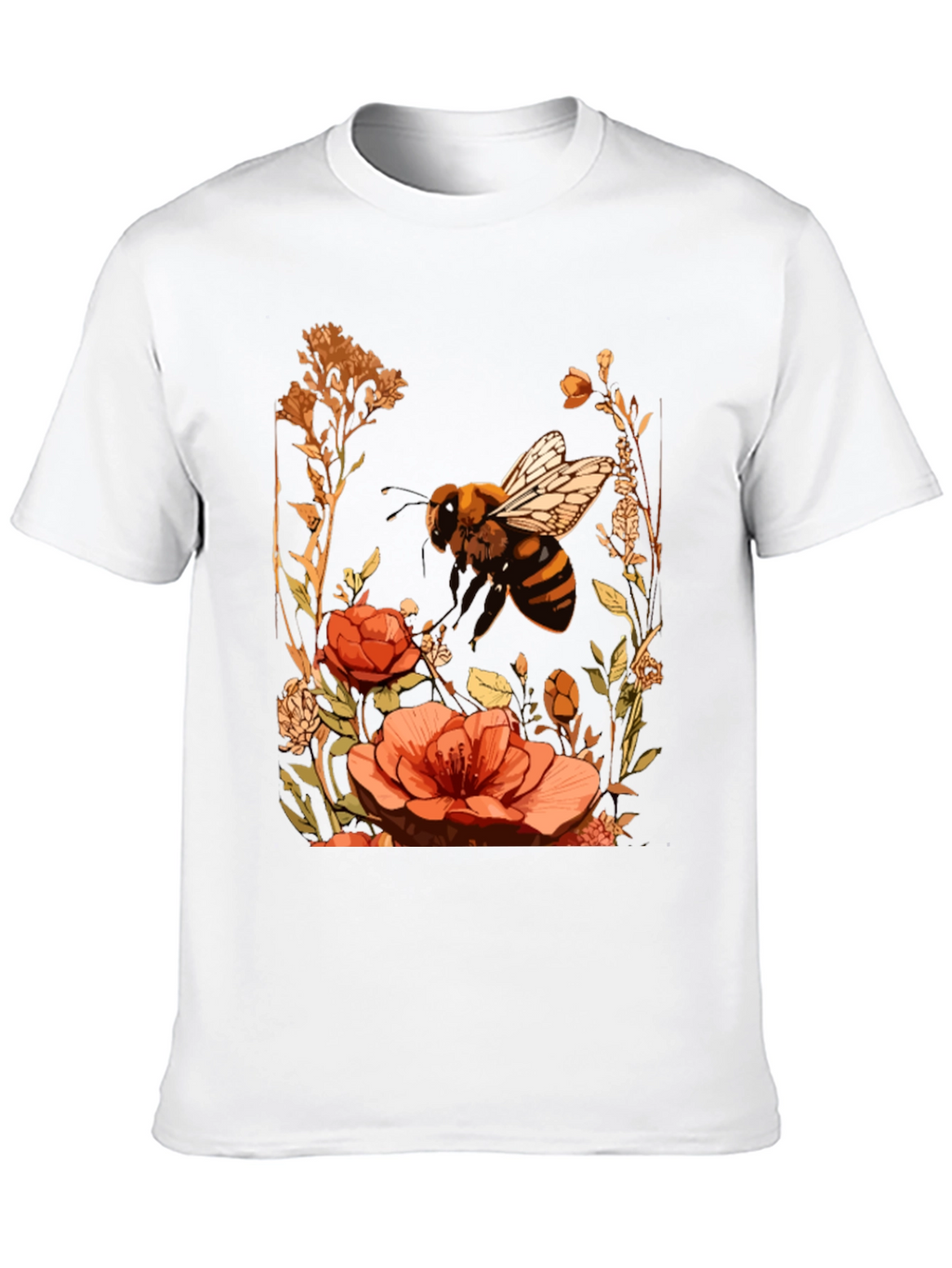 Bee & Flower Graphic Tee - Black Cotton Blend