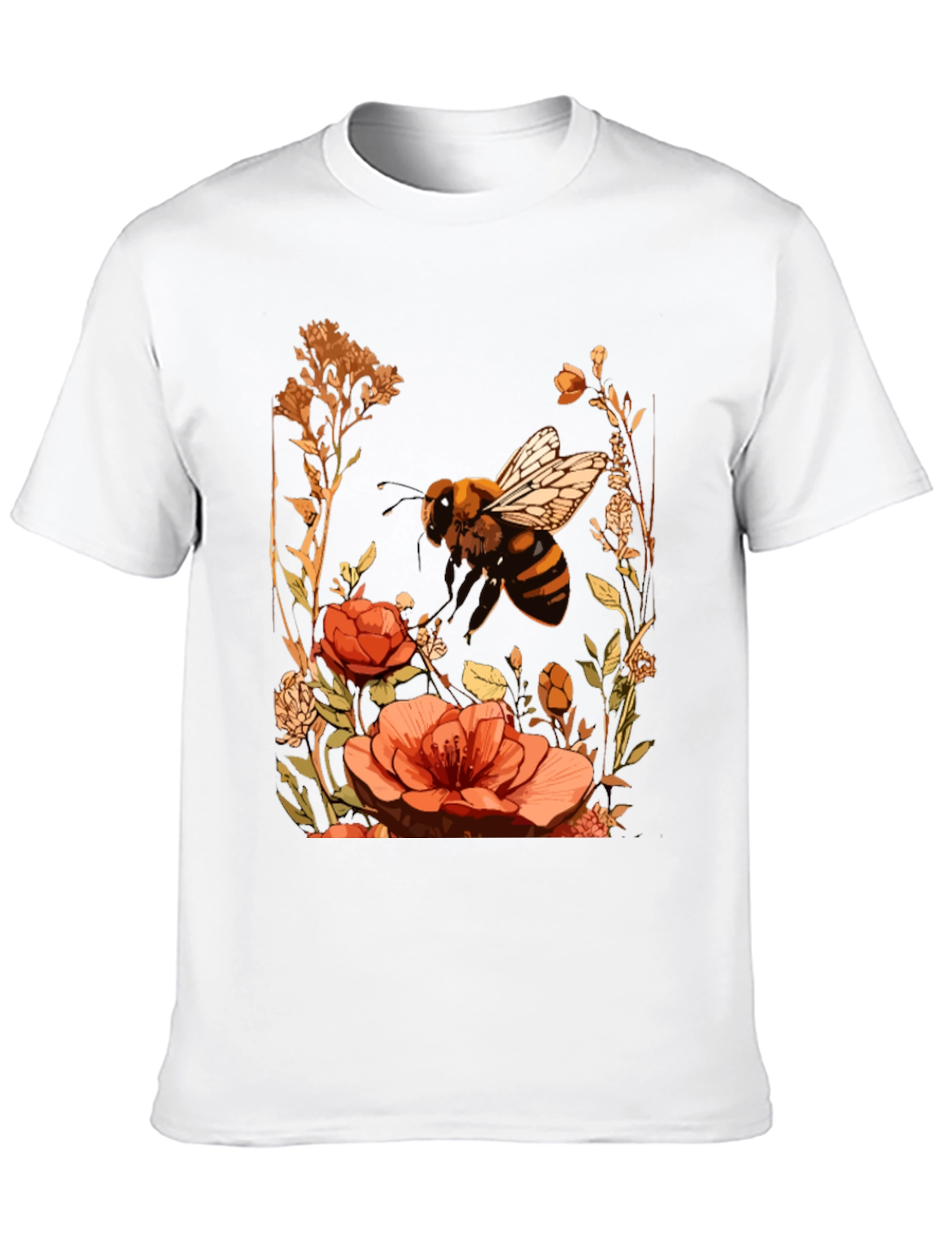Bee & Flower Graphic Tee - Black Cotton Blend
