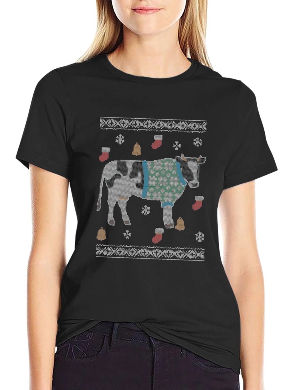 Funny Cow Christmas Sweater T-Shirt
