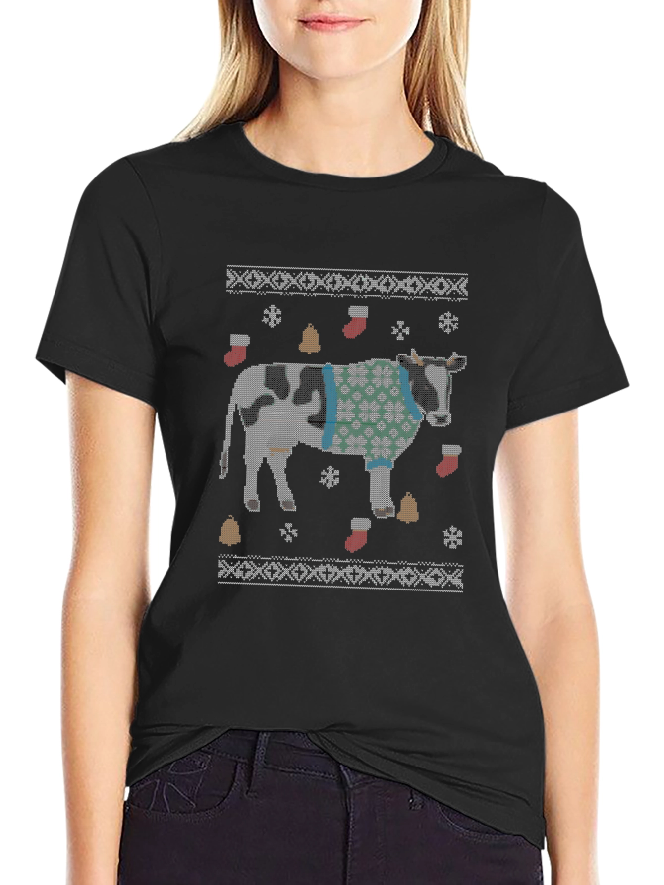 Funny Cow Christmas Sweater T-Shirt