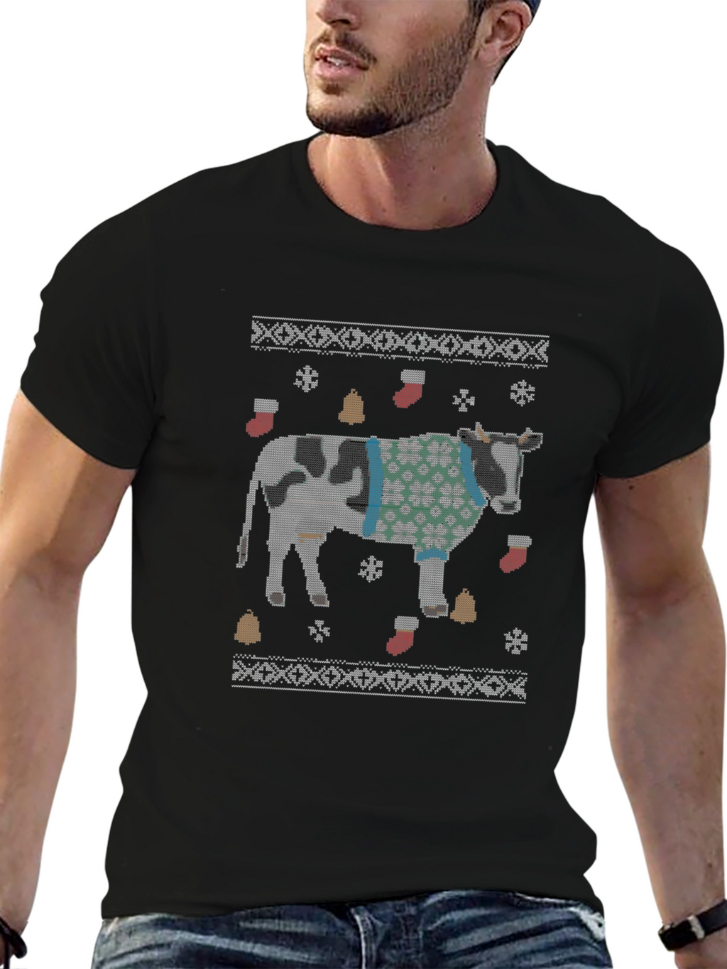 Funny Cow Christmas Sweater T-Shirt